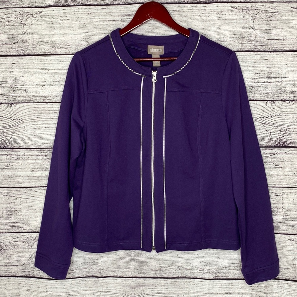 Chicos Lightweight Zip Up Cardigan Jacket Size M